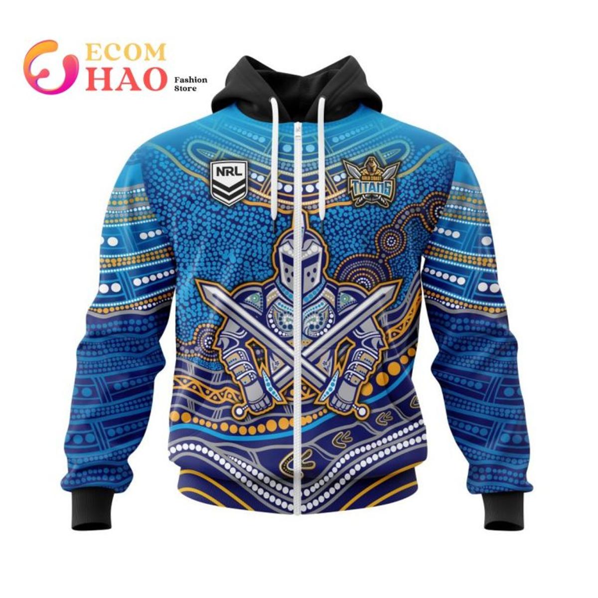 Gold Coast Titans Custom Name Polynesian Zip Hoodie Gift For Fans Best Gift For Fans