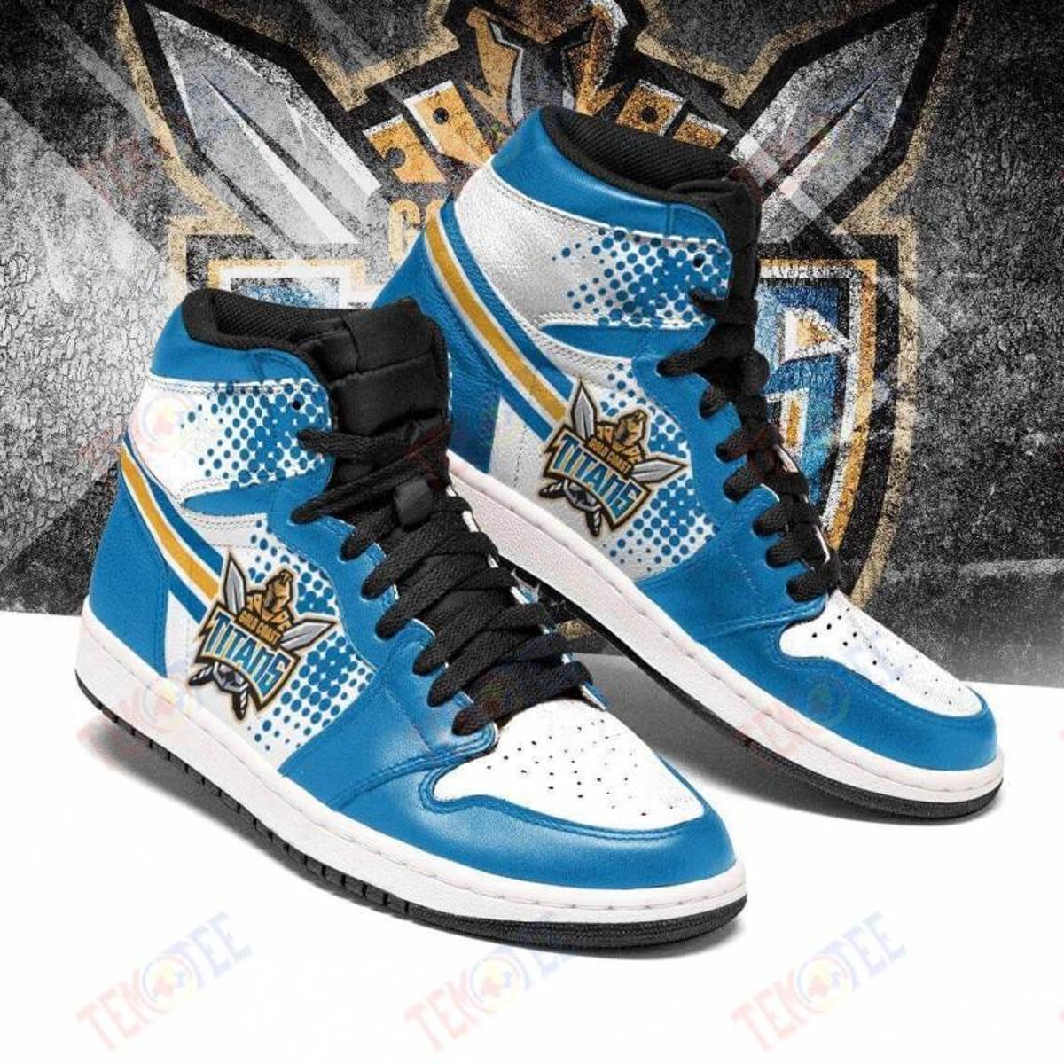 Gold Coast Titans Blue Air Jordan 1 High Sneakers Gift