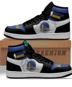 Golden State Warriors Black Blue Air Jordan 1 High Sneakers For Fan