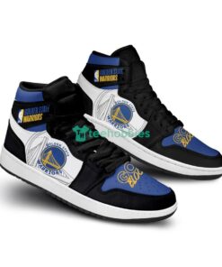 Golden State Warriors Black Blue Air Jordan 1 High Sneakers For Fan 2