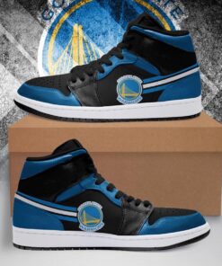 Golden State Warriors Black Blue Air Jordan 1 High Sneakers Gift