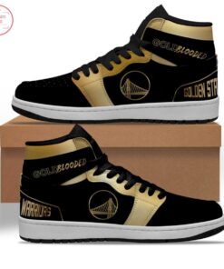 Golden State Warriors Black Gold Blooded Air Jordan 1 High Sneakers For Fans