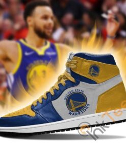 Golden State Warriors Gold Blue Air Jordan 1 High Sneakers Gift