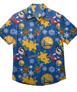 Golden State Warriors Snowflakes Flowers Patterns Hawaiian Shirt For Men Women Nba Fans 1