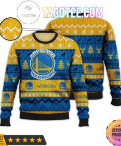 Golden State Warriors Yellow Blue Ugly Christmas Sweater For Fans