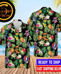 Grateful Dead Dancing Bear Tropical Pineapple Hawaiian Shirt Gift For Fans