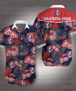 Grateful Dead Dark Blue Red Tropical Aloha Shirt Cheap Shirt For Men Women