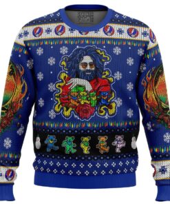 Grateful Dead Member Jerry Garcia Funny Ugly Christmas Sweater Gift For Rock Music Fans