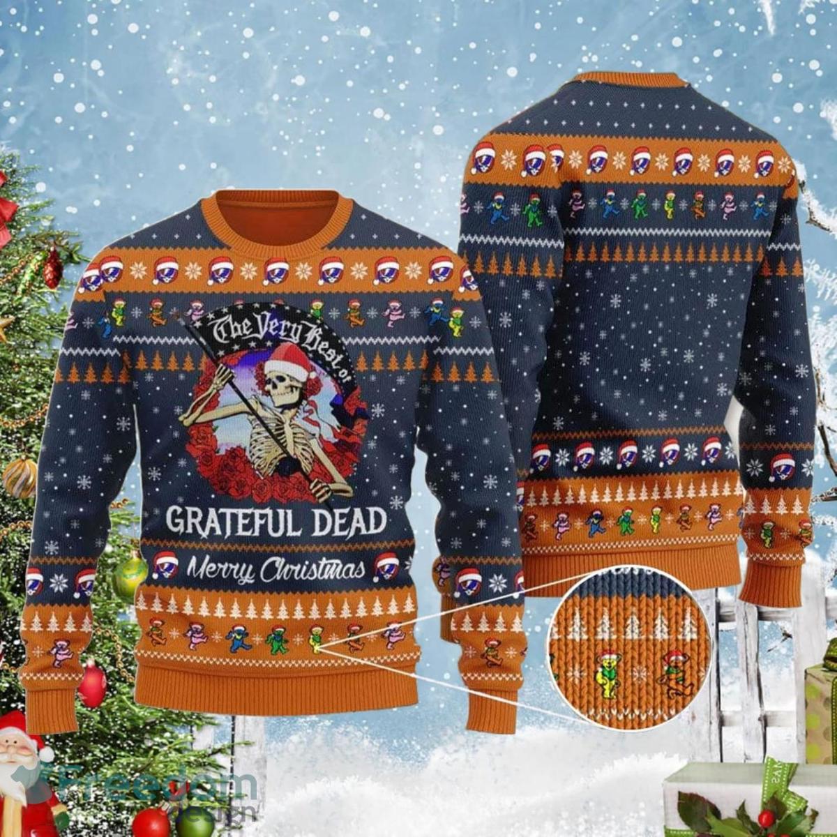 Grateful Dead Skellington Ugly Christmas Sweater For Fans