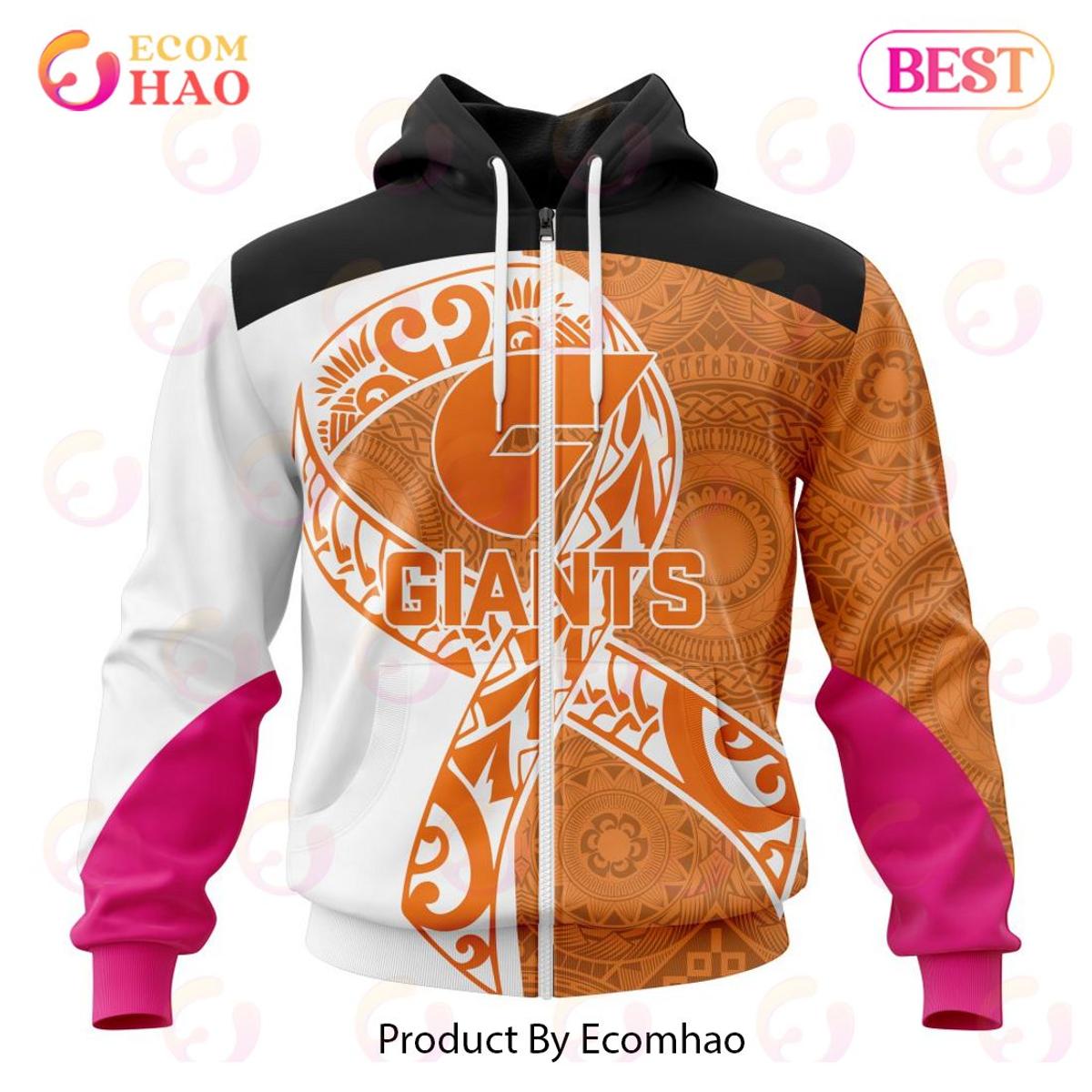 Greater Western Sydney Giants Custom Name Number Fight Cancer Zip Hoodie Best Gift For Fans