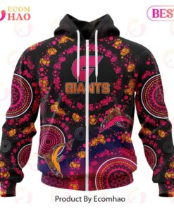 Greater Western Sydney Giants Custom Name Number Pink Breast Cancer Zip Hoodie For Fans