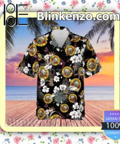 Guns Nâ€™ Roses Logo Tropical Black Hawaiian Shirt Best Gift For Fans