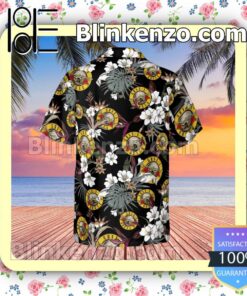 Guns Nâ€™ Roses Logo Tropical Black Hawaiian Shirt Best Gift For Fans