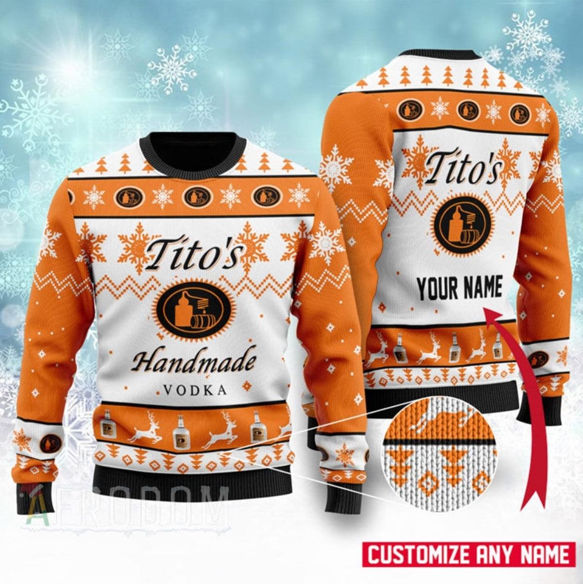 Vodka Titos Ugly Christmas Sweater Gift For Fans