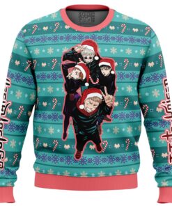 Happy Dub Cast Jujutsu Kaisen Main Characters Xmas Style Best Ugly Christmas Sweater For Men Women 1