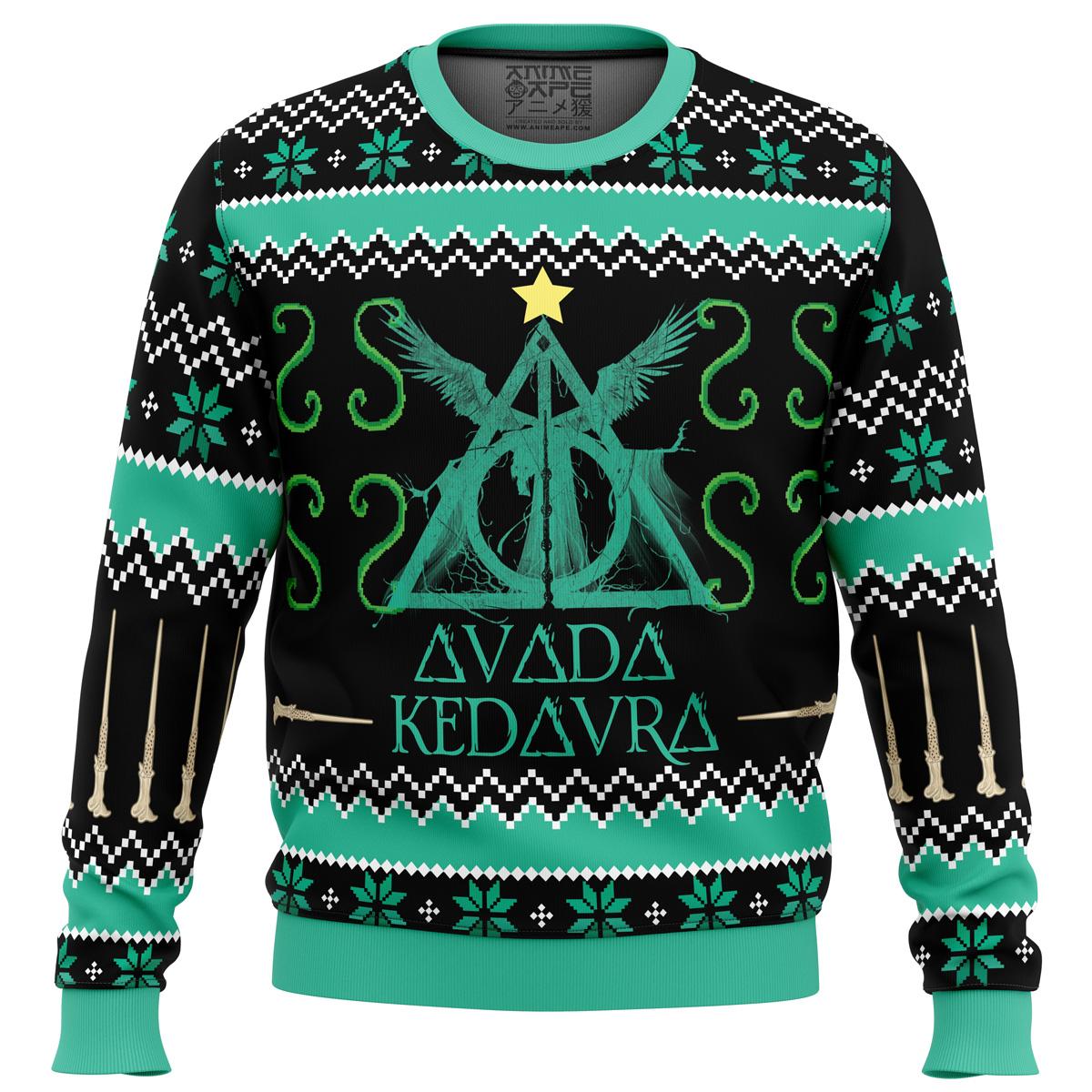 Harry Potter Avada Kedavra Curse Ugly Christmas Sweater Best Gift For Potterheads