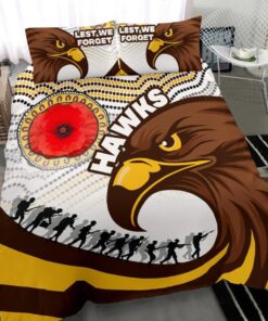 Hawthorn Hawks Anzac Day Aboriginal Doona Cover 5