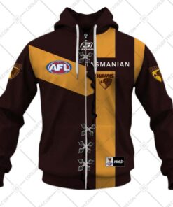 Hawthorn Hawks Custom Name Number 2023 Guernsey Black Zip Hoodie