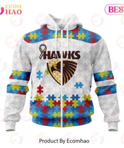 Hawthorn Hawks Custom Name Number Autism Awareness Zip Hoodie Best