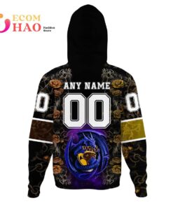 Hawthorn Hawks Custom Name Number Rose Dragon Zip Hoodie Black