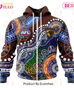 Hawthorn Hawks Custom Name Number Special Indigenous Zip Hoodie Brown