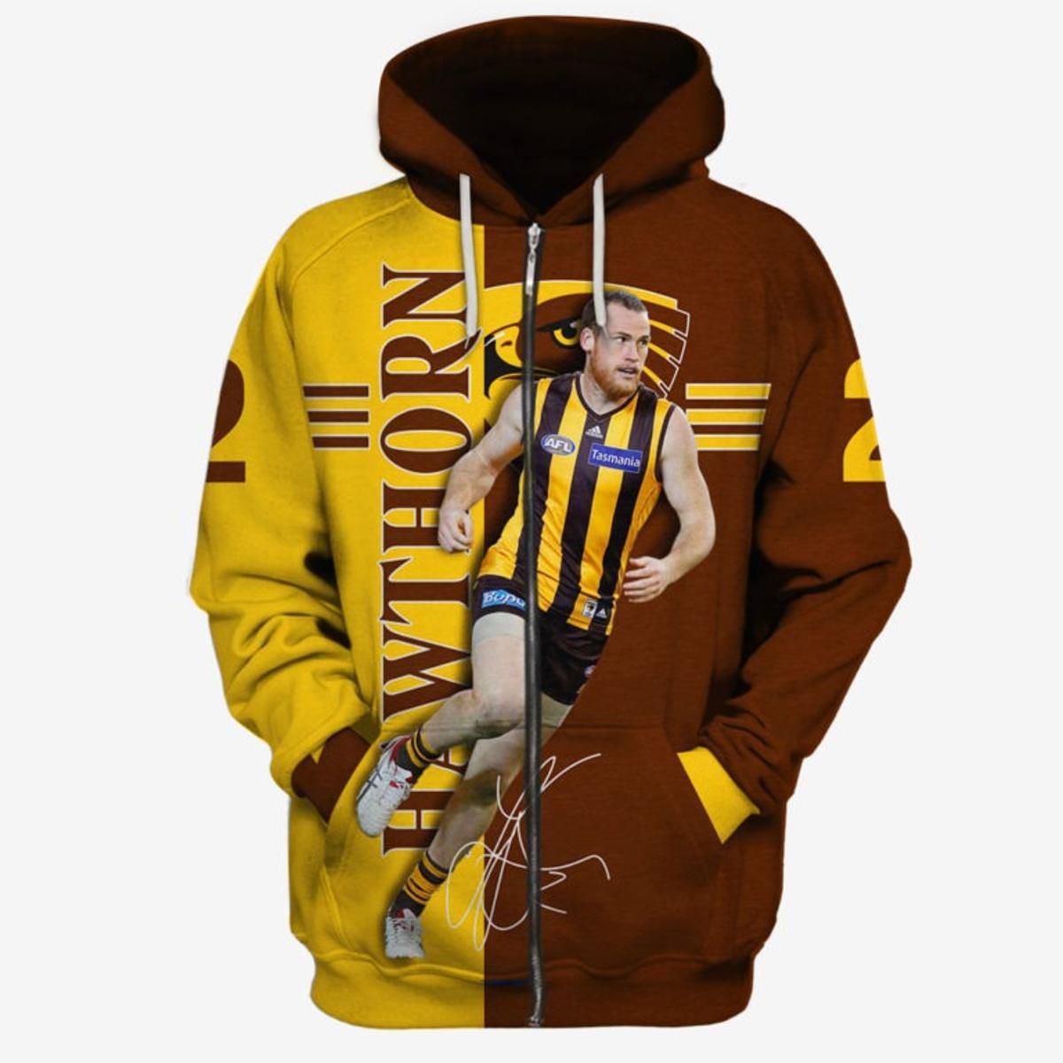 Hawthorn Hawks Jarryd Roughead Zip Hoodie Best Gift For Fans