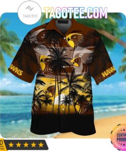 Hawthorn Hawks Summer Beach Hawaiian Shirt Best Gift For Afl Football Fans