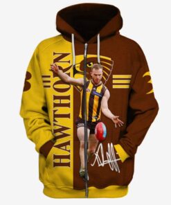 Hawthorn Hawks Tom Mitchell Yellow And Brown Zip Hoodie