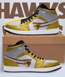 Hawthorn Hawks Yellow White Air Jordan 1 High Sneakers