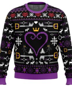 Hearts Kingdom Hearts Black Purple Ugly Christmas Sweater Gift For Game Lovers