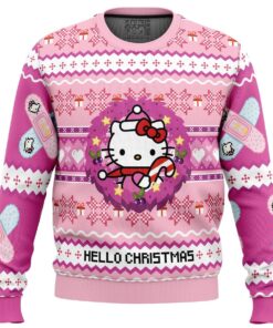 Hello Christmas Hello Kitty Cute Pink Christmas Sweater Best Gift For Sanrio Fans 1