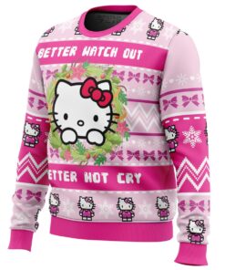 Hello Kitty Is Coming To Town Hot Pink Ugly Christmas Sweater Best Gift For Fans