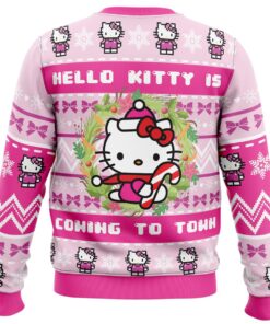 Hello Kitty Is Coming To Town Hot Pink Ugly Christmas Sweater Best Gift For Fans 4