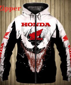Honda Motorcycles White Black Zip Hoodie For Fans