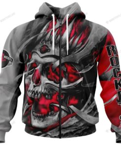 Houston Rockets Custom Name Number Skull Zip Hoodie