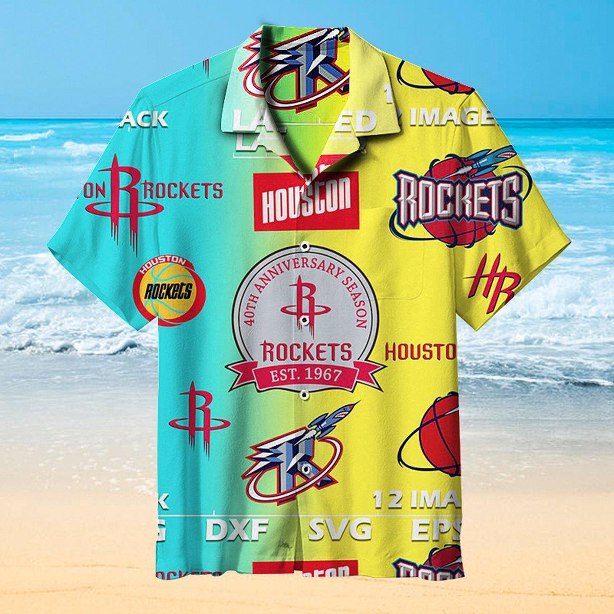 Nba Houston Rockets Black Pink Tropical Hawaiian Shirt For Men Women Fans