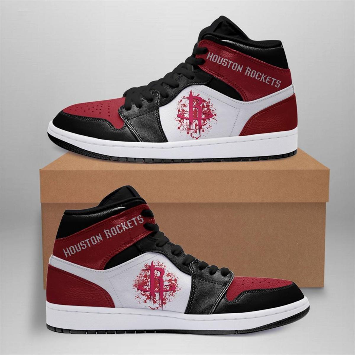 Houston Rockets White Red Air Jordan 1 High Sneakers Gift