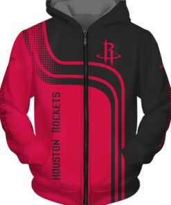 Houston Rockets Red Black Curves Best Zip Hoodie