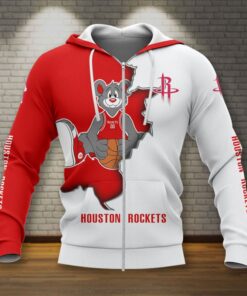 Houston Rockets Red White Mascot Zip Hoodie For Fans