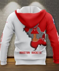 Houston Rockets Red White Mascot Zip Hoodie For Fans