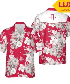 Houston Rockets White Hot Pink Tropical Hawaiian Shirt Best Gift For Nba Fans