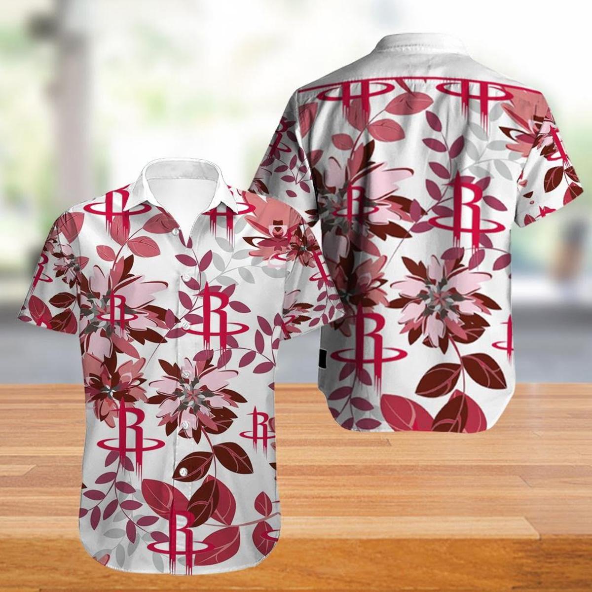 Nba Houston Rockets Simple Design Orange Hawaiian Shirt For Men Women