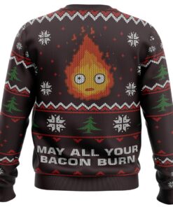 Howls Moving Castle Calcifer May All Your Bacon Burn Ugly Christmas Sweater Gift For Ghibli Fans