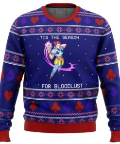 Hunter X Hunter Hisoka Tis The Season For Bloodlust Blue Christmas Sweater Xmas Outfit For Fans