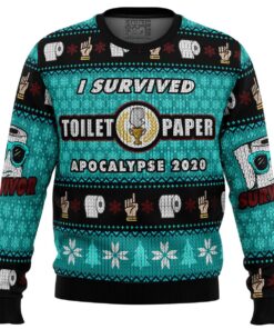 I Survived Toilet Paper Apocalypse 2020 Meme Ugly Christmas Sweater Funny Gift Ideas For Men Women