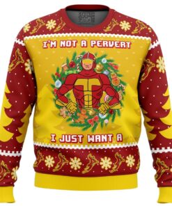 Im Not A Pervert Turbo Man Plus Size Ugly Christmas Sweater 1