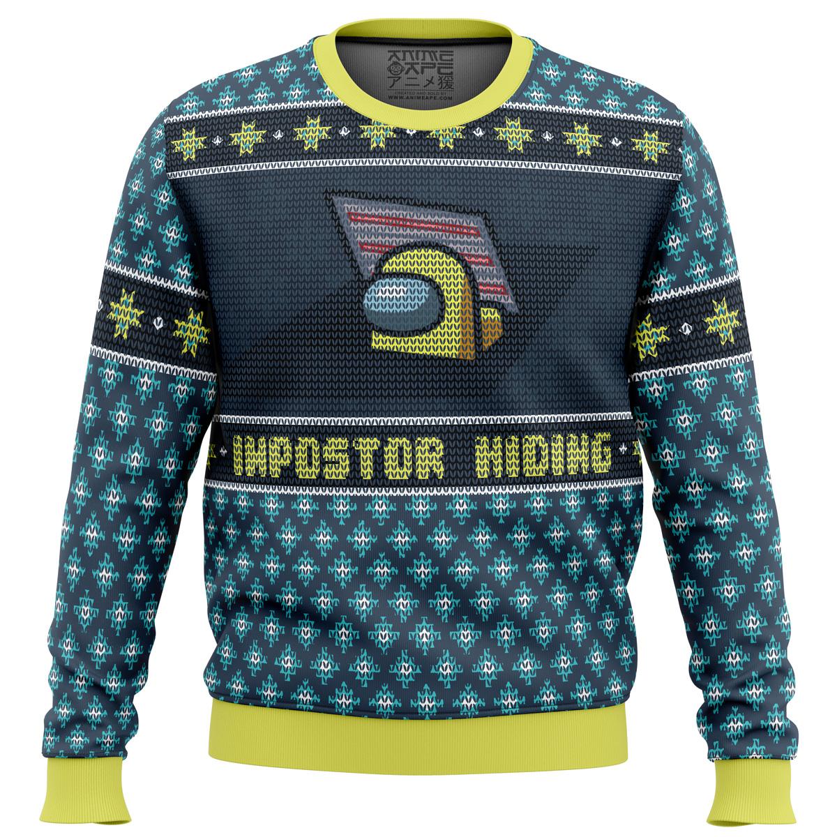 Impostor Hiding Among Us Funny Ugly Christmas Sweater