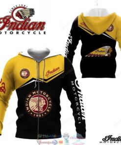 Indian Motorcycles Black Yellow Zip Hoodie For Fans