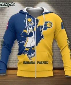 Indiana Pacers Blue Gold Mascot Scratch Zip Hoodie For Fans