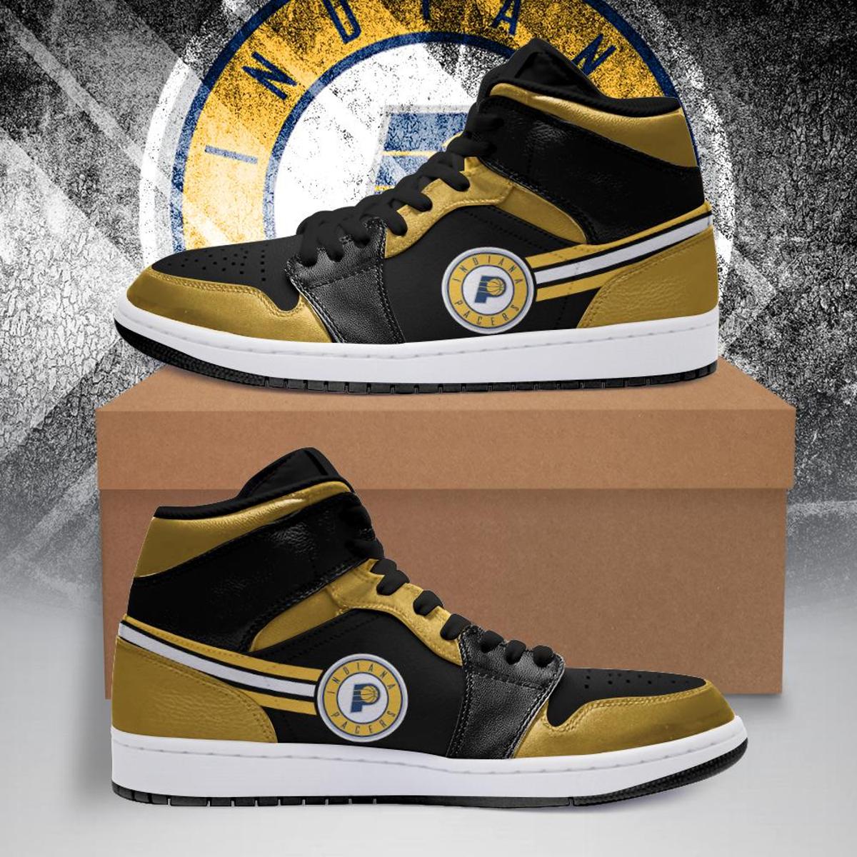 Indiana Pacers Gold White Air Jordan 1 High Tops